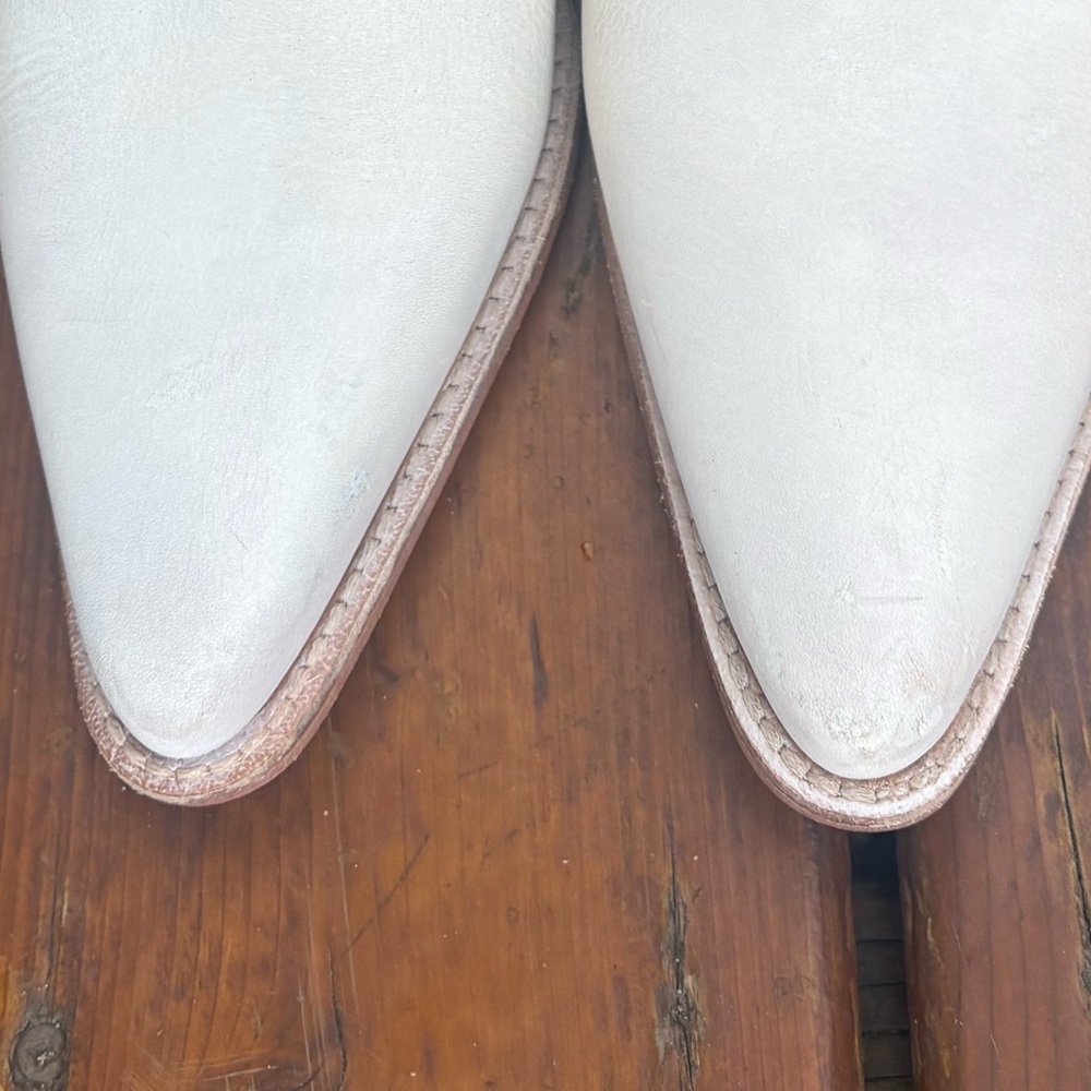 Free People Back Loop White Leather Western Ankle Boots | 39 - Picture 9 of 9